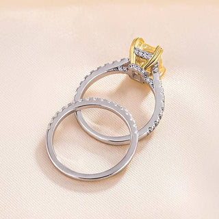 Stunning Radiant Cut Yellow Sapphire Ring Set Evani Naomi Jewelry
