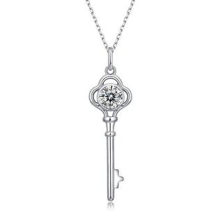 Twinkle 1.0 ct Moissanite Necklace with Key Shaped Pendant Evani Naomi Jewelry