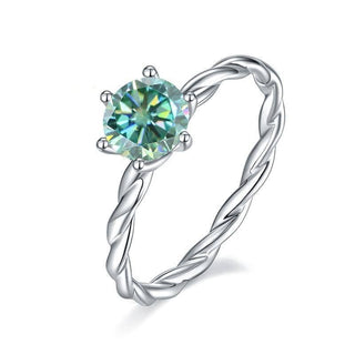 Twisted 1.00 ct Round Green Diamond Engagement Ring Evani Naomi Jewelry