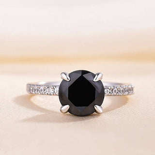 Round Cut 2.0ct Black Diamond White Gold Engagement Ring