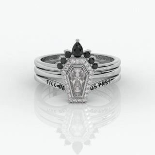 Until Death Wedding Rings in Bezeled Rare Coffin-cut Moissanite Evani Naomi Jewelry