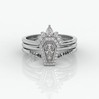 Until Death Wedding Rings in Bezeled Rare Coffin-cut Moissanite Evani Naomi Jewelry