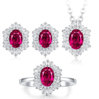 Vintage Oval-cut Natural Diamonds Jewelry Set Evani Naomi Jewelry
