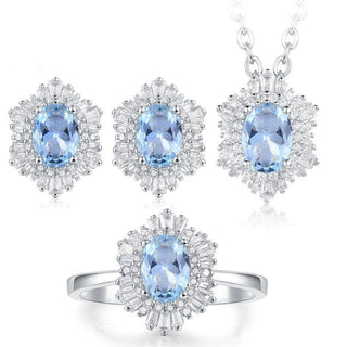 Vintage Oval-cut Natural Diamonds Jewelry Set Evani Naomi Jewelry
