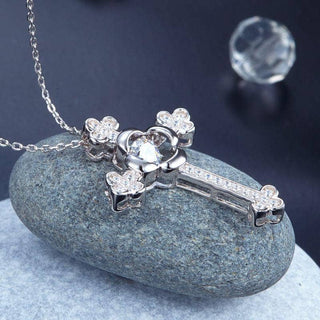 Vintage Style Cross Pendant Dancing Diamond Necklace Evani Naomi Jewelry