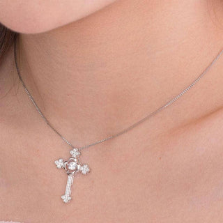 Vintage Style Cross Pendant Dancing Diamond Necklace Evani Naomi Jewelry