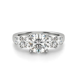 3 ct Round Cut Five Diamonds Engagement Ring - Evani Naomi Jewelry