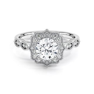 2 ct Vintage Halo Round Cut Diamond Engagement Ring-Evani Naomi Jewelry
