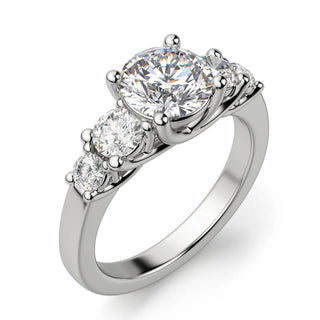 3 ct Round Cut Five Diamonds Engagement Ring - Evani Naomi Jewelry
