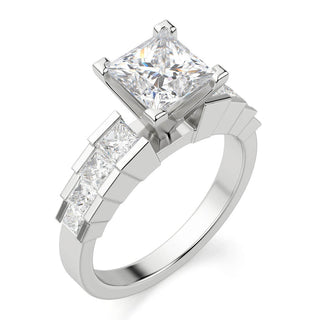 3.0 ct Princess Cut Moissanite Channel Setting Engagement Ring - Evani Naomi Jewelry