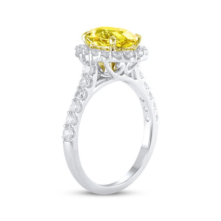 2.5 ct Oval Cut Yellow Diamond Halo Engagement Ring - Evani Naomi Jewelry