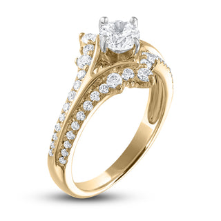 1 ct Round Cut Diamond 14k Yellow Gold Engagement Ring - Evani Naomi Jewelry