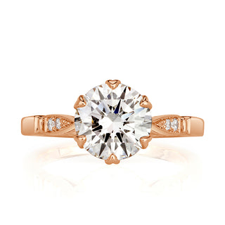 2.5 ct Round Brilliant Cut Diamond 14k Rose Gold Engagement Ring-Evani Naomi Jewelry