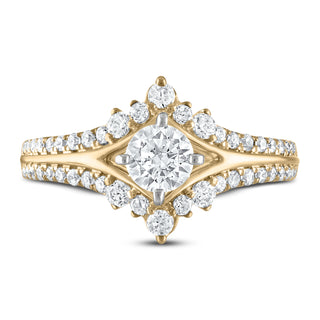 1 ct Round Cut Diamond 14k Yellow Gold Engagement Ring - Evani Naomi Jewelry