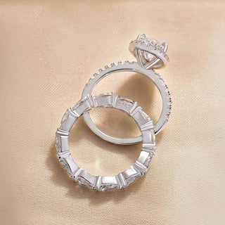 2.2 ct Halo Pear Cut Wedding Ring Set