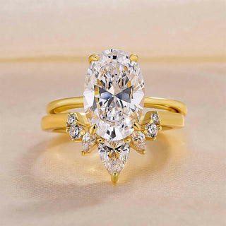 3.5 ct Oval Cut Solitaire Yellow Gold Wedding Set