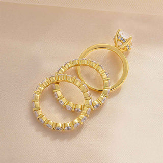 3.5 Ct Oval Cut 3PC Yellow Gold Wedding Ring Set