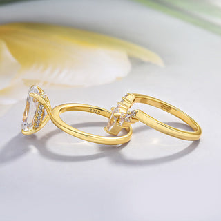 3.5 ct Oval Cut Solitaire Yellow Gold Wedding Set