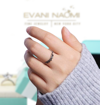 14K Rose Gold Black Moissanite Diamond Stackable Wedding Band - Evani Naomi Jewelry