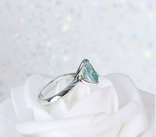 Flash Sale- 3.0 ct Cushion Cut Blue Green Moissanite Wedding Ring